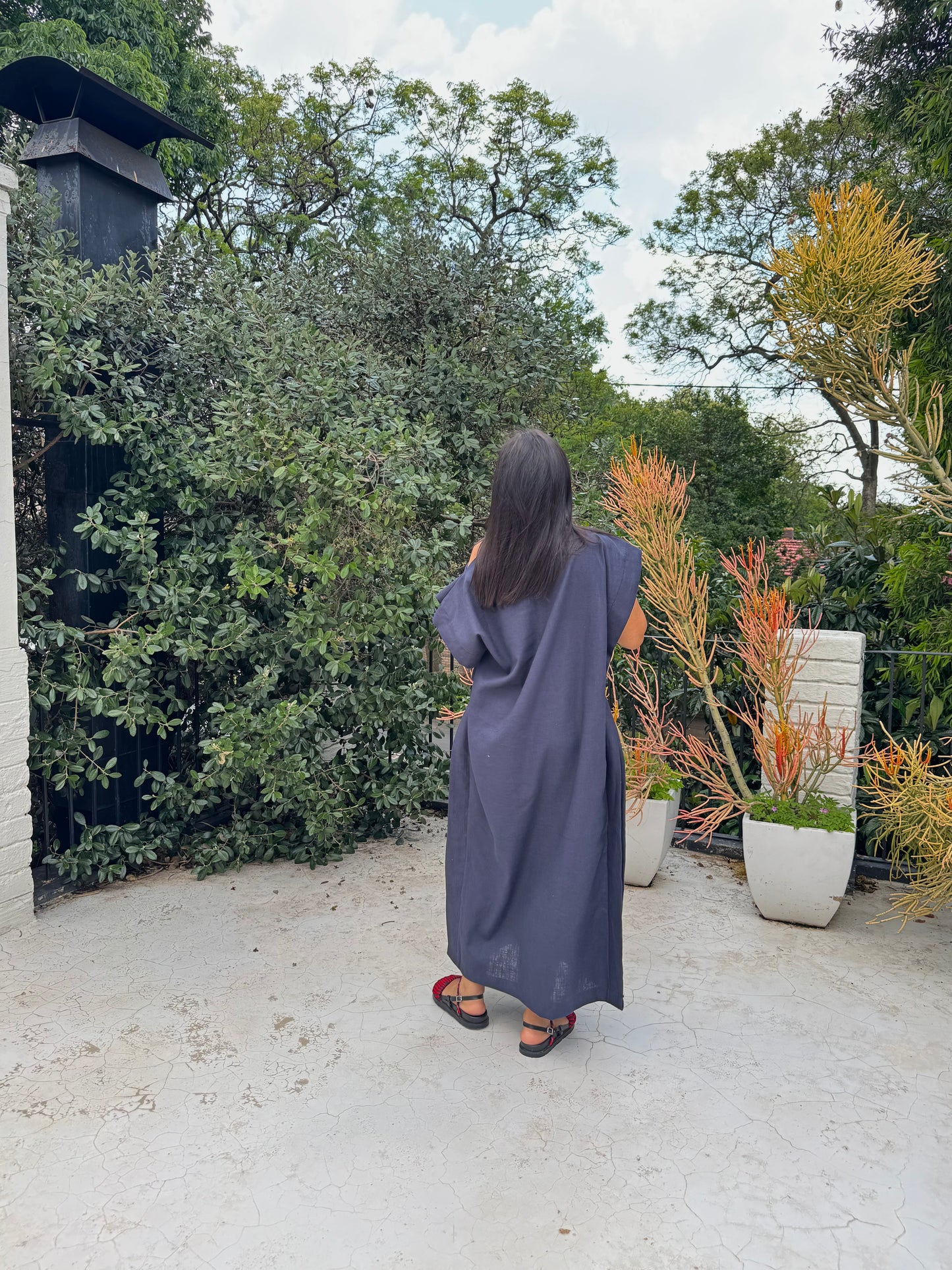 RUE - RAMIE COTTON DRESS - Navy