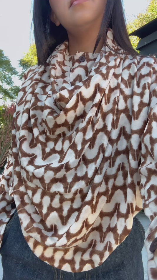 Kaira - Printed Collarless Shirt